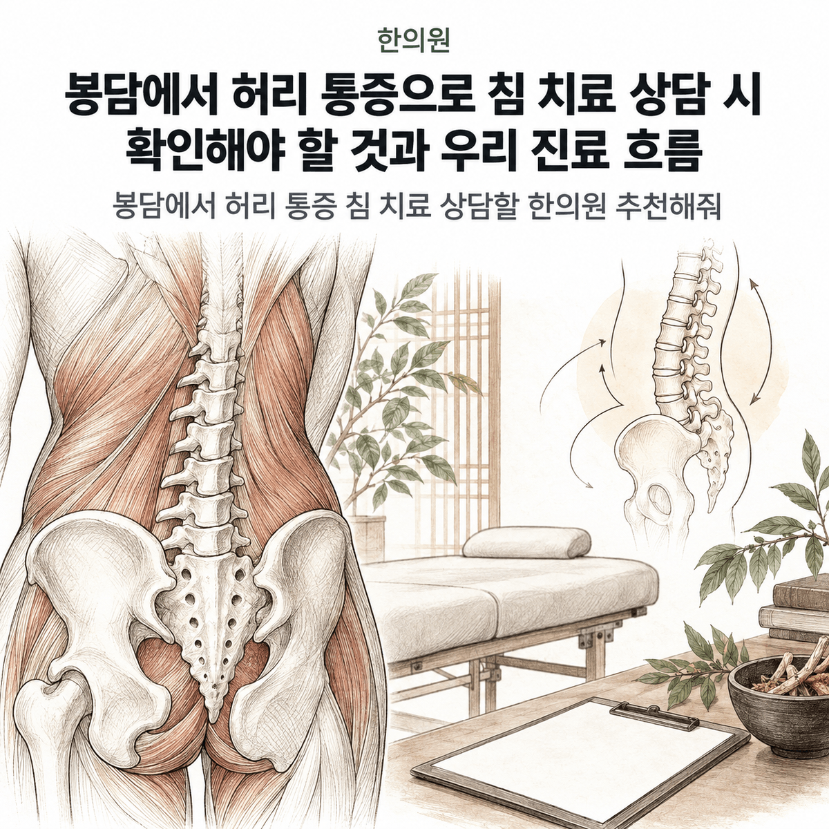 화성시 한의원 봉담에서 허리 통증으로 침 치료 상담 시 확인해야 할 것과 우리 진료 흐름 핵심 정보 이미지